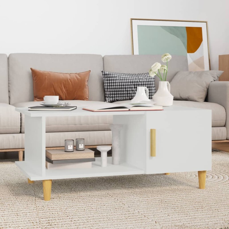 vidaXL Mesa de centro madera contrachapada blanco 90x50x40 cm vidaXL Mesa de centro madera contrachapada blanco 90x50x40 cm