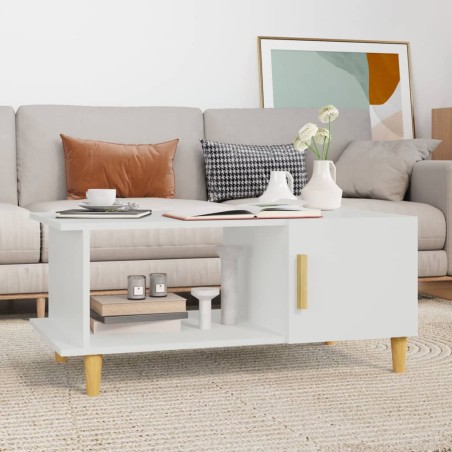 vidaXL Mesa de centro madera contrachapada blanco 90x50x40 cm