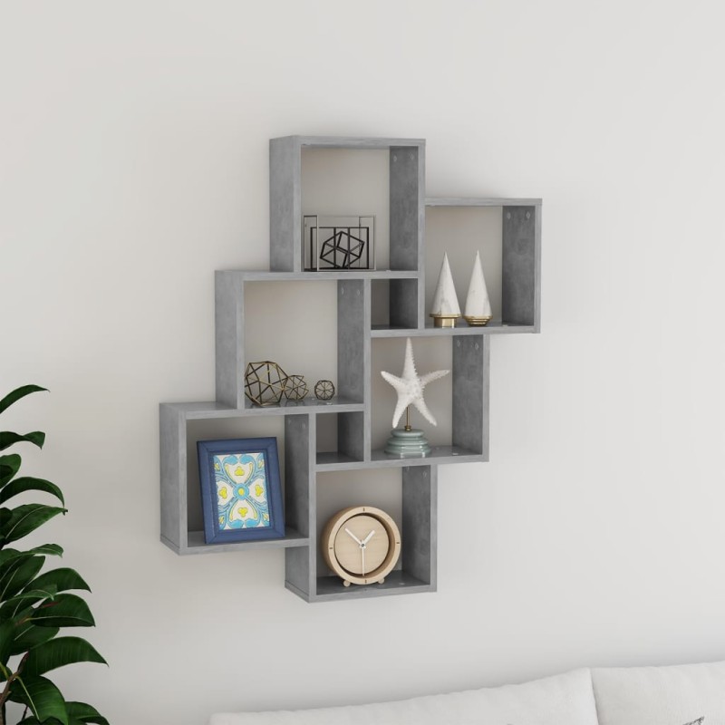 vidaXL Estante cubo de pared contrachapado gris hormigón 78x15x93 cm vidaXL Estante cubo de pared contrachapado gris hormigón 78x15x93 cm