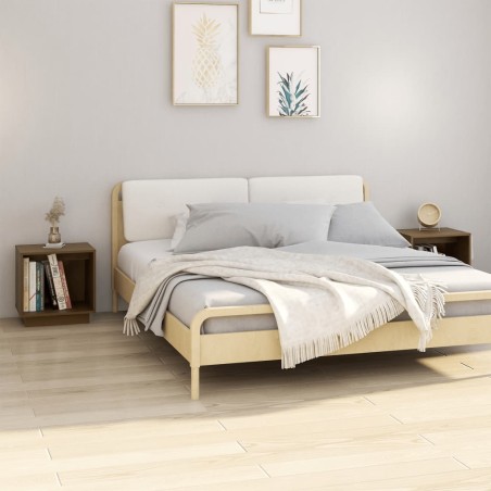 vidaXL Mesitas de noche 2 uds madera de pino marrón miel 40x30x40 cm