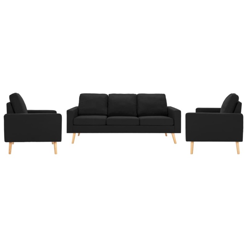 vidaXL Juego de sofás 3 piezas de tela negro vidaXL Juego de sofás 3 piezas de tela negro