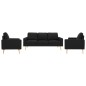 vidaXL Juego de sofás 3 piezas de tela negro vidaXL Juego de sofás 3 piezas de tela negro