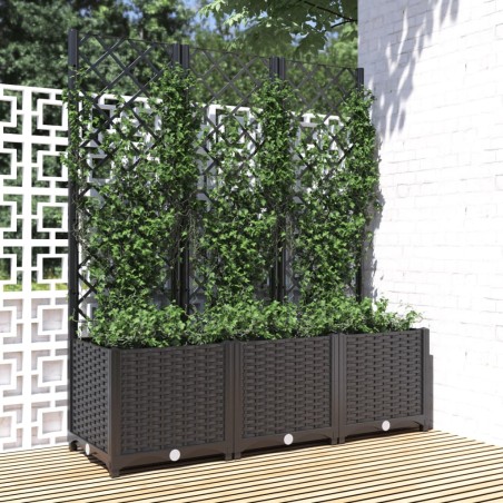 vidaXL Jardinera con enrejado PP negro 120x40x136 cm