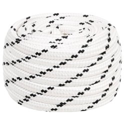 vidaXL Cuerda para barco trenzada poliéster blanco 16 mmx50 m