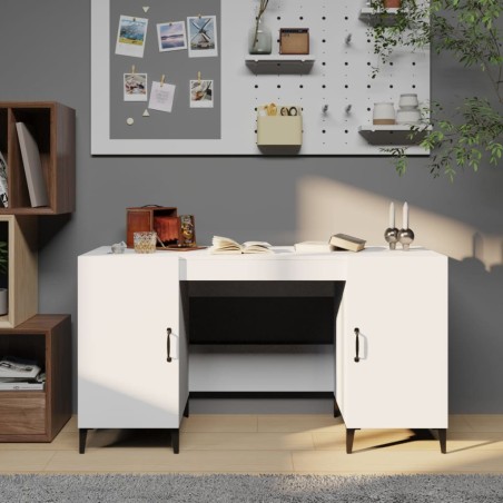 vidaXL Escritorio de madera contrachapada blanco 140x50x75 cm