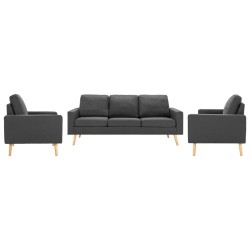 vidaXL Conjunto de sofás de 3 piezas tela gris oscuro