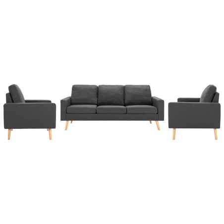 vidaXL Conjunto de sofás de 3 piezas tela gris oscuro