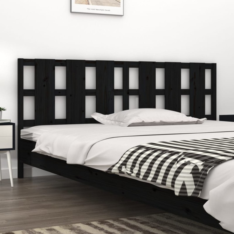 vidaXL Cabecero de cama madera maciza de pino negro 205,5x4x100 cm vidaXL Cabecero de cama madera maciza de pino negro 205,5x4x100 cm