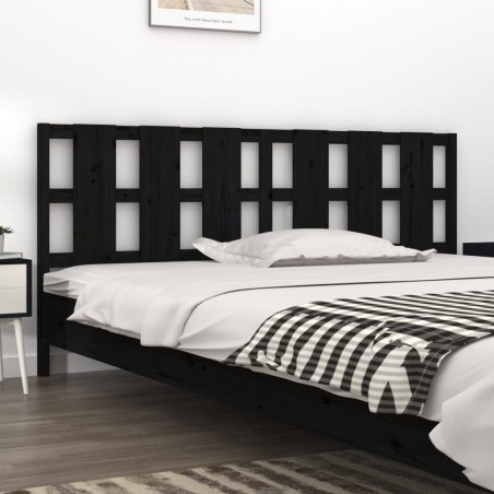 vidaXL Cabecero de cama madera maciza de pino negro 205,5x4x100 cm