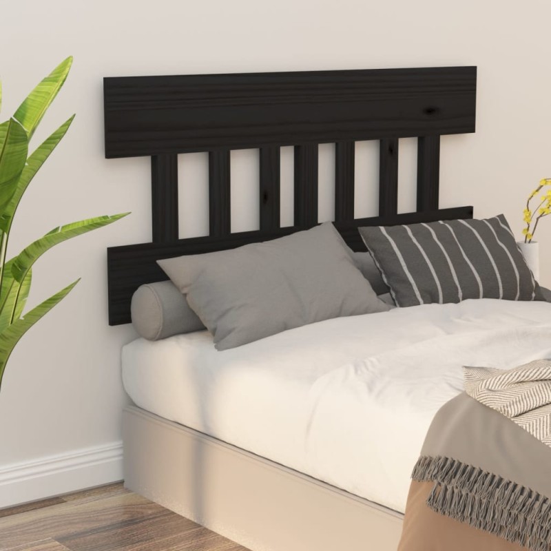 vidaXL Cabecero de cama madera maciza de pino negro 163,5x3x81 cm vidaXL Cabecero de cama madera maciza de pino negro 163,5x3x81 cm