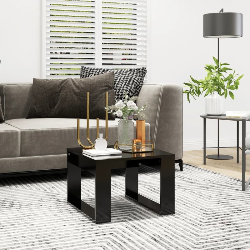 vidaXL Mesa auxiliar de madera contrachapada negro 50x50x35 cm vidaXL Mesa auxiliar de madera contrachapada negro 50x50x35 cm