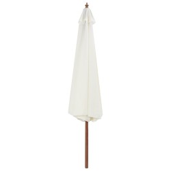 vidaXL Sombrilla de jardín con palo de madera 350 cm blanco arena