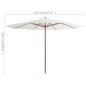 vidaXL Sombrilla de jardín con palo de madera 350 cm blanco arena vidaXL Sombrilla de jardín con palo de madera 350 cm blanco arena