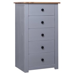 vidaXL Aparador de madera maciza pino estilo Panamá gris 46x40x89 cm