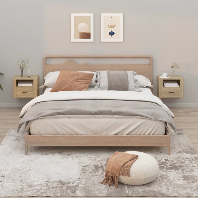 vidaXL Mesitas de noche de pared 2 uds color roble Sonoma 50x36x40 cm vidaXL Mesitas de noche de pared 2 uds color roble Sonoma 50x36x40 cm