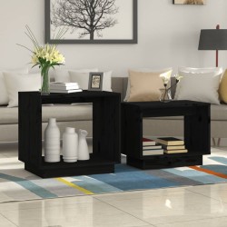 vidaXL Mesas de centro apilables 2 unidades madera maciza pino negro