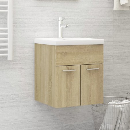vidaXL Armario para lavabo contrachapada color roble 41x38,5x46 cm