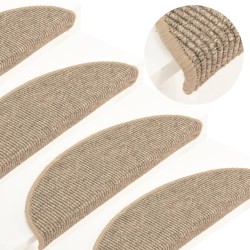 vidaXL Alfombrilla autoadhesiva escalera 15 uds beige oscuro 56x17x3cm