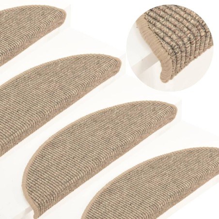 vidaXL Alfombrilla autoadhesiva escalera 15 uds beige oscuro 56x17x3cm