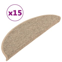 vidaXL Alfombrilla autoadhesiva escalera 15 uds beige oscuro 56x17x3cm
