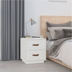 vidaXL Mesita de noche madera maciza de pino blanco 40x34x45 cm