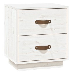 vidaXL Mesita de noche madera maciza de pino blanco 40x34x45 cm