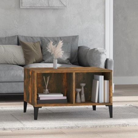 vidaXL Mesa de centro madera contrachapada roble ahumado 60x50x36,5 cm