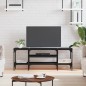 vidaXL Mueble de TV hierro y madera contrachapada negro 121x35x45 cm vidaXL Mueble de TV hierro y madera contrachapada negro 121x35x45 cm
