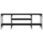vidaXL Mueble de TV hierro y madera contrachapada negro 121x35x45 cm vidaXL Mueble de TV hierro y madera contrachapada negro 121x35x45 cm