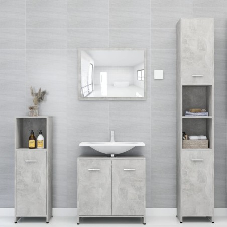 vidaXL Juego muebles de baño 4 piezas madera ingeniería gris hormigón