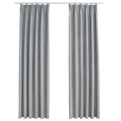 vidaXL Cortinas opacas con ganchos 2 piezas gris 140x225 cm