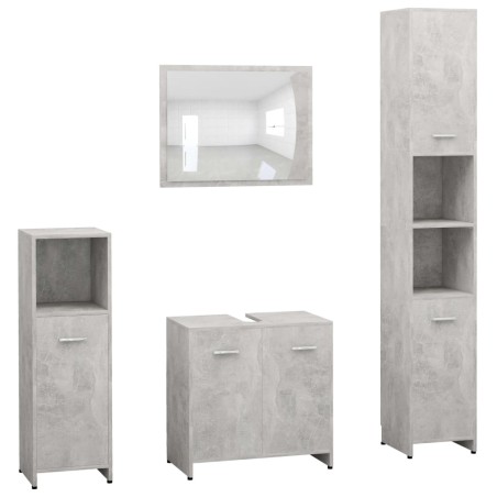 vidaXL Juego muebles de baño 4 piezas madera ingeniería gris hormigón