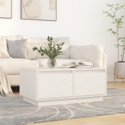 vidaXL Mesa de centro de madera maciza de pino blanco 80x50x35 cm