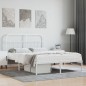 vidaXL Estructura de cama de metal con cabecero blanca 140x190 cm vidaXL Estructura de cama de metal con cabecero blanca 140x190 cm