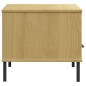 vidaXL Mesa de centro patas metal OSLO madera maciza marrón 85x50x45cm vidaXL Mesa de centro patas metal OSLO madera maciza marrón 85x50x45cm