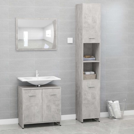 vidaXL Juego muebles de baño 3 piezas madera ingeniería gris hormigón