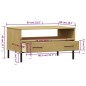 vidaXL Mesa de centro patas metal OSLO madera maciza marrón 85x50x45cm vidaXL Mesa de centro patas metal OSLO madera maciza marrón 85x50x45cm