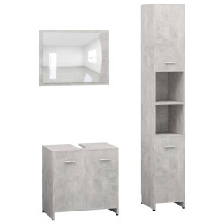vidaXL Juego muebles de baño 3 piezas madera ingeniería gris hormigón