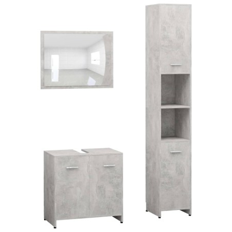 vidaXL Juego muebles de baño 3 piezas madera ingeniería gris hormigón