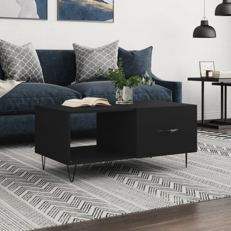 vidaXL Mesa de centro madera contrachapada negro 90x50x40 cm vidaXL Mesa de centro madera contrachapada negro 90x50x40 cm
