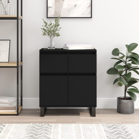 vidaXL Aparador de madera contrachapada negro 60x35x70 cm
