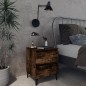 vidaXL Mesita de noche 2 uds patas de metal roble ahumado 40x35x50 cm