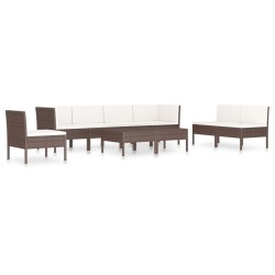 vidaXL Set muebles de jardín 9 pzas y cojines ratán sintético marrón
