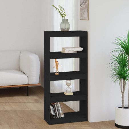 vidaXL Estantería/divisor de espacios madera pino negro 60x30x135,5 cm