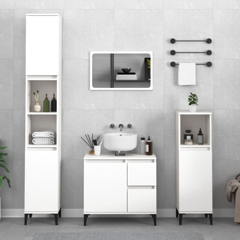 vidaXL Armario de baño madera contrachapada blanco 30x30x190 cm