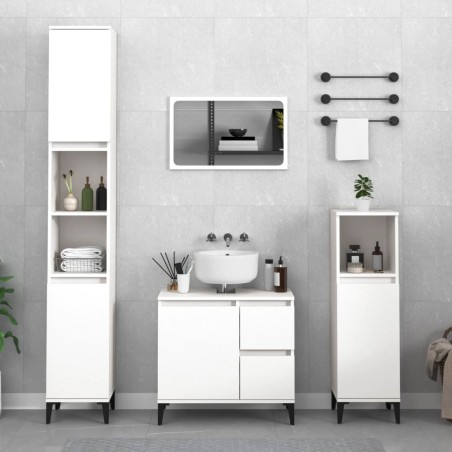 vidaXL Armario de baño madera contrachapada blanco 30x30x190 cm