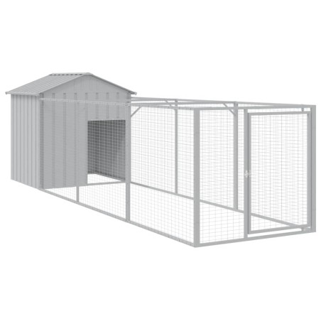 vidaXL Caseta perros tejado acero galvanizado gris claro 117x405x123cm