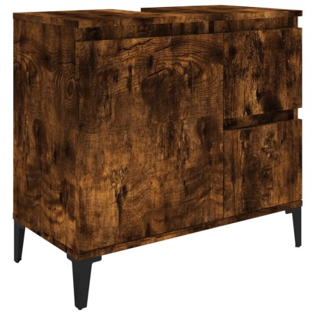 vidaXL Armario de baño madera contrachapada roble ahumado 65x33x60 cm