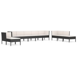 vidaXL Set de muebles de jardín 10 pzas cojines ratán sintético negro