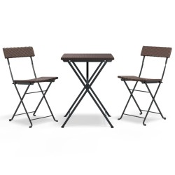 vidaXL Muebles de cafetería plegables 3 piezas ratán sintético marrón
